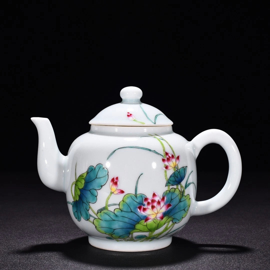 6.7" China Old Vintage Qing Yongzheng Mark Porcelain Colour Enamels Lotus Teapot | eBay