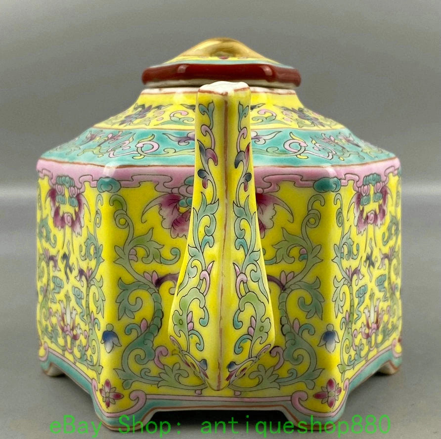 6'' Yongzheng Marked Yellow Glaze Enamel Colour Porcelain Wine Tea Pot Flagon | eBay