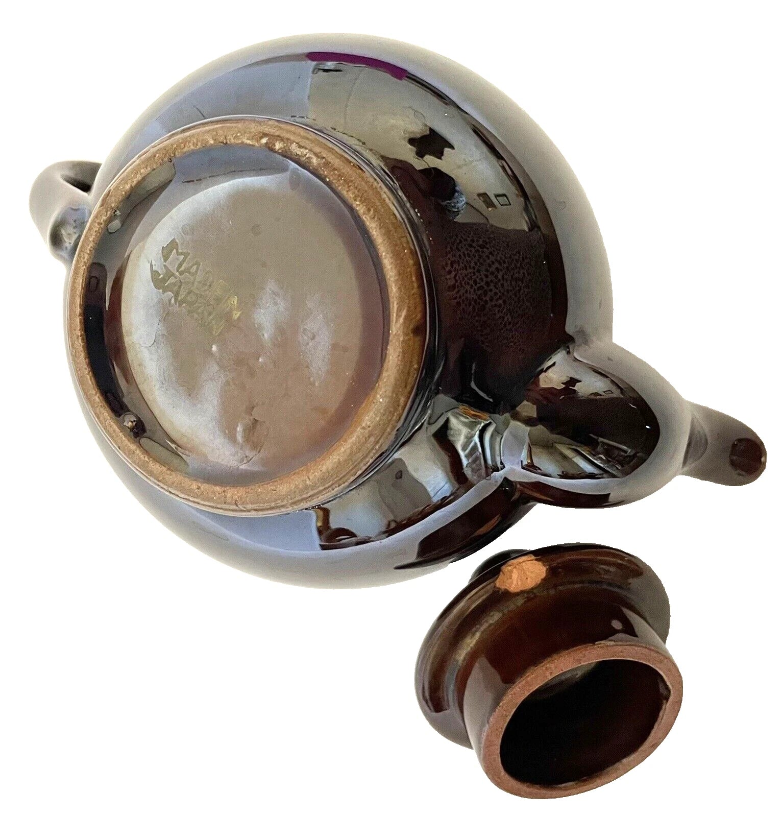 Redware Small Teapot Gold Trim Hand Painted Enamel Flowers Vintage Japan | eBay