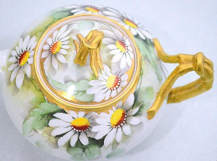 JP Limoges France Hand Painted Daisy Enamel Dot Artist Signed Teapot 117 | eBay