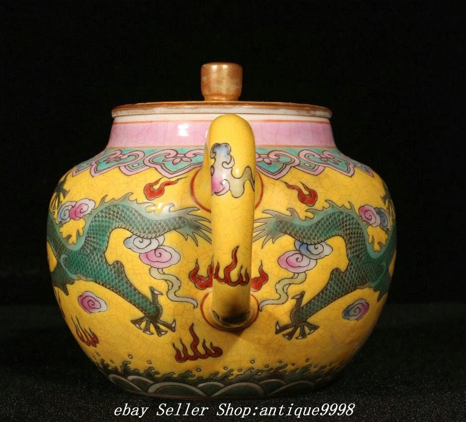 5.9"Old Qing Dynasty Enamel Color Porcelain Dragon Wine Tea Pot Flagon | eBay