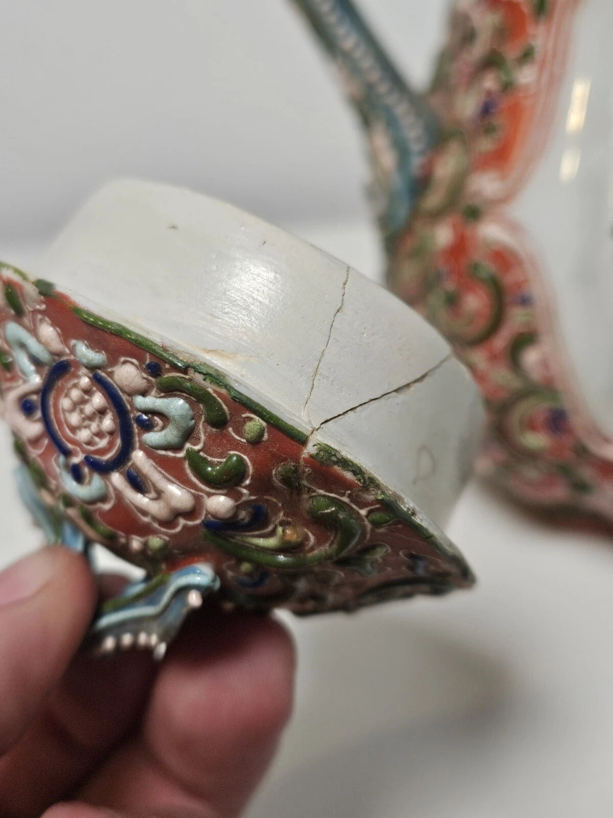 MORIAGE Antique Japanese Porcelain Hand Enameled Pitcher Teapot Repairs To Lid | eBay