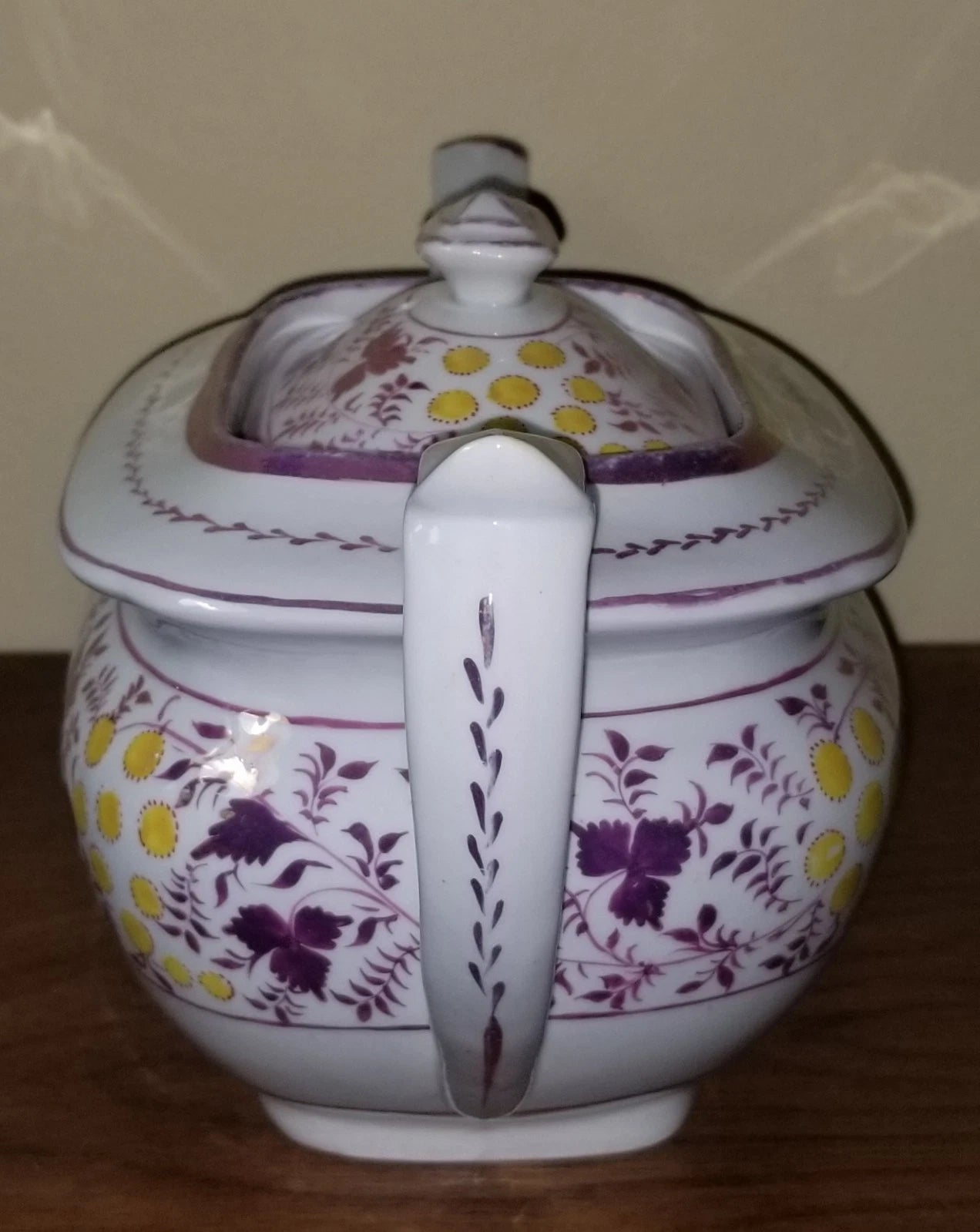 C.1810-1820 Georgian Porcelain Teapot Pink Luster Yellow Enamel Exc. Condition | eBay