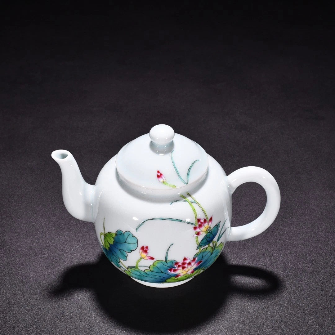 6.7" China Old Vintage Qing Yongzheng Mark Porcelain Colour Enamels Lotus Teapot | eBay