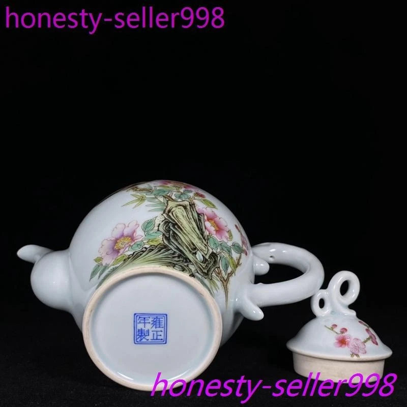 7"China qing Dynasty Enamel color porcelain flowers bird grain flagon Teapot pot | eBay