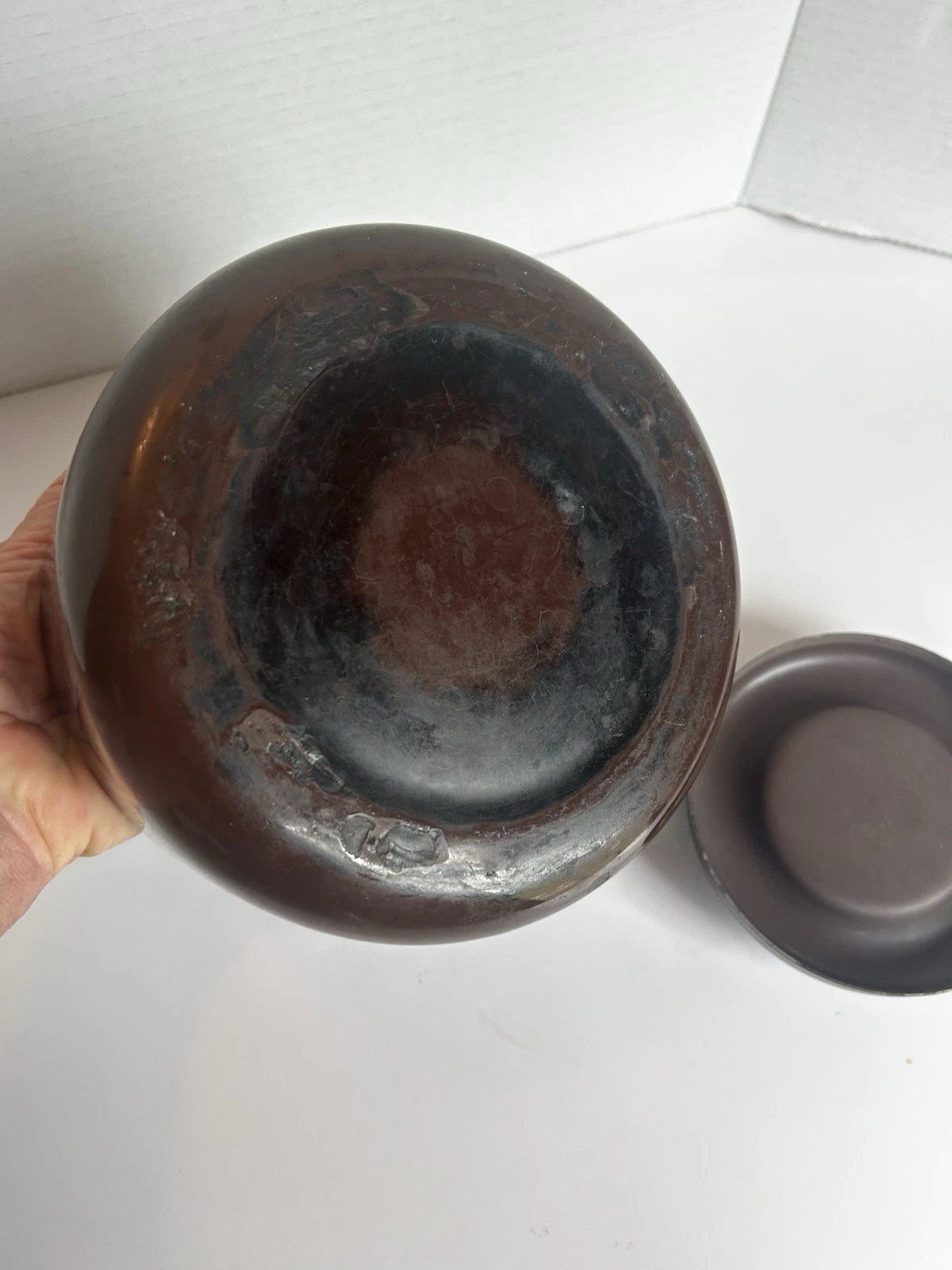 Vintage Brown Enamel Metalware Teapot With Wood Handle And Knob 6”H 9” W Spout | eBay