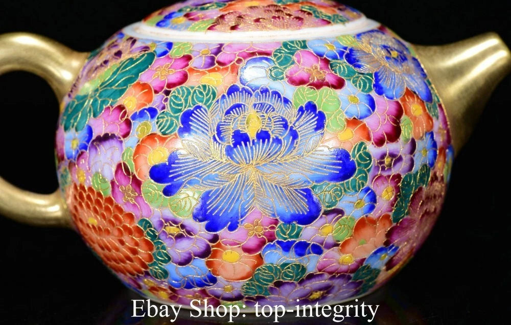5.5" Marked Chinese Colour enamels Porcelain Flower Handle Teapot Kettle | eBay