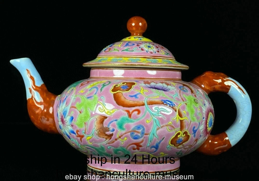 7.6" Qing Yongzheng Marked Enamel Porcelain Flower Leaf Pattern Wine Tea Pot | eBay