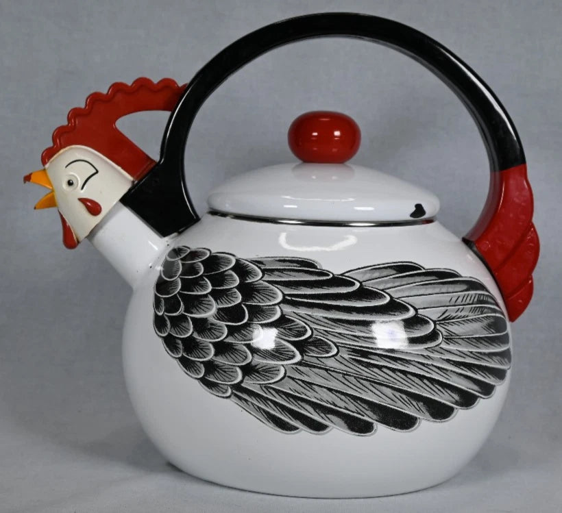 Vintage 1986 MMII Kamenstein Enamel Chicken Rooster Whistling Kettle Tea Pot | eBay