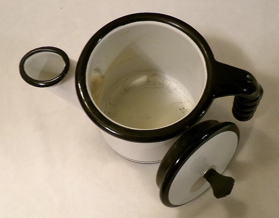 VINTAGE ENAMEL COATED METAL TEAPOT - BLACK and WHITE - 1 Quart/32 oz. | eBay