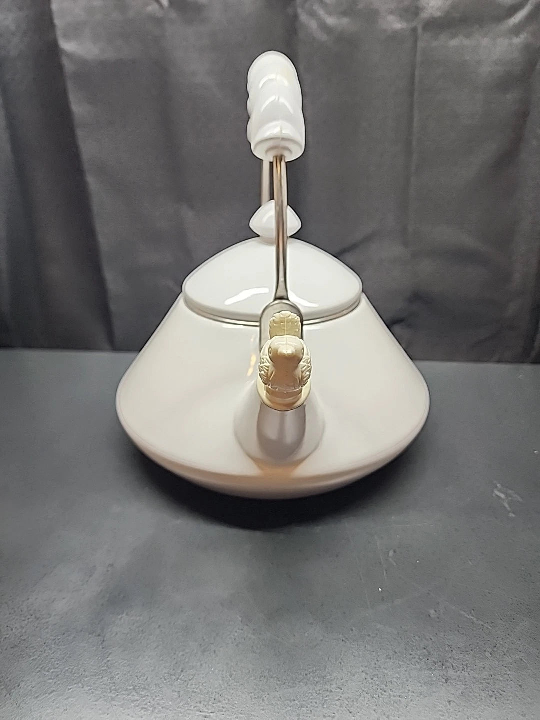 Vintage White Enameled Whistling Bird Teapot | eBay