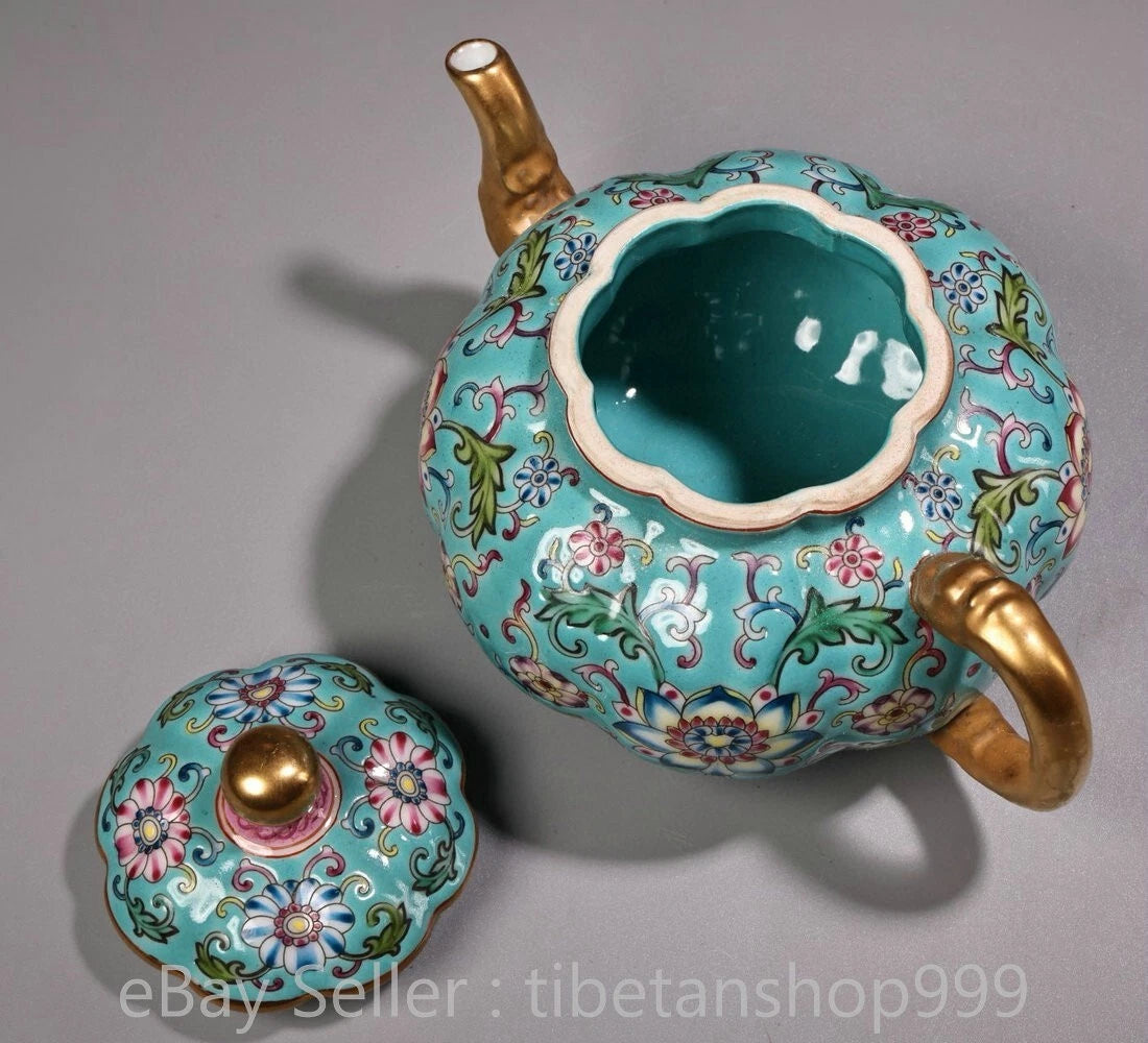 6" Old Chinese Yongzheng Marked Enamel Porcelain Gilt Entwined Flower Teapot | eBay