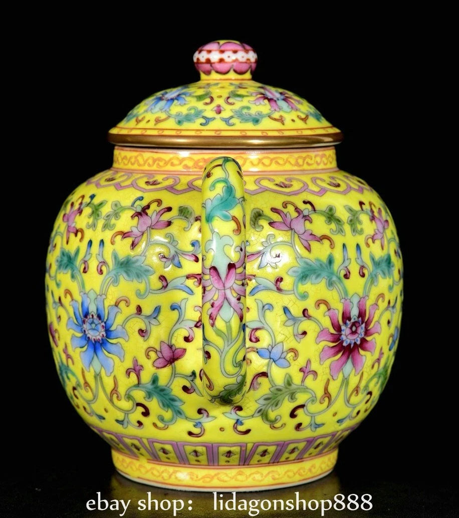 6.8" Qing Yongzheng Marked Enamel Porcelain Flower Leaf Pattern Wine Tea Pot | eBay