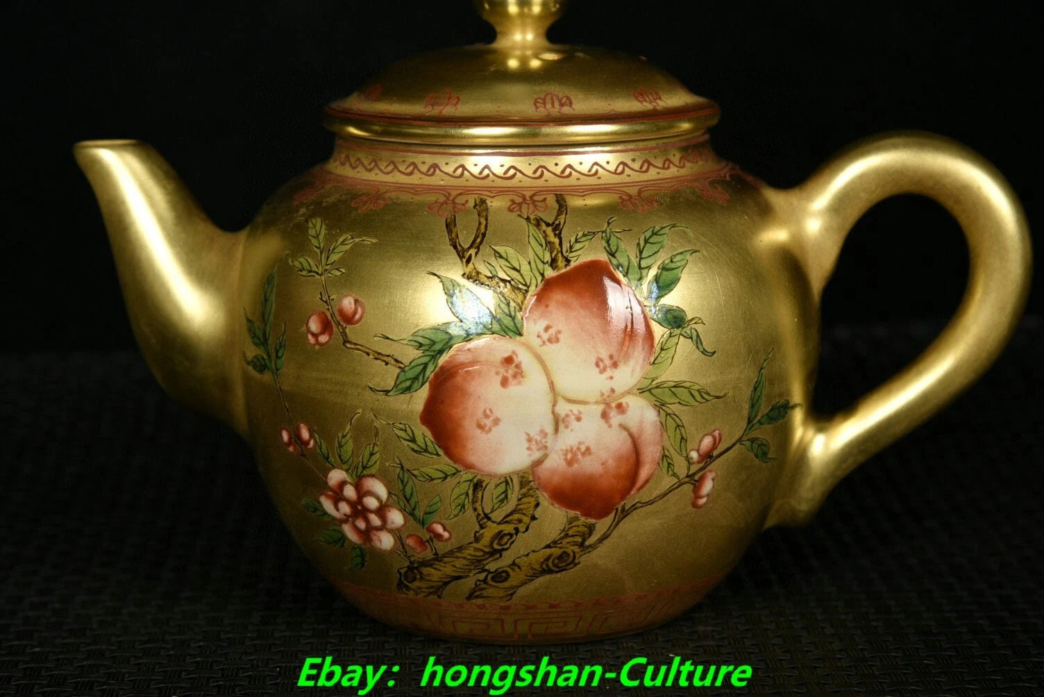 5.7" Qianlong Enamel Colour Porcelain Gold Bat Peach Pattern Wine Tea Pot Flagon | eBay