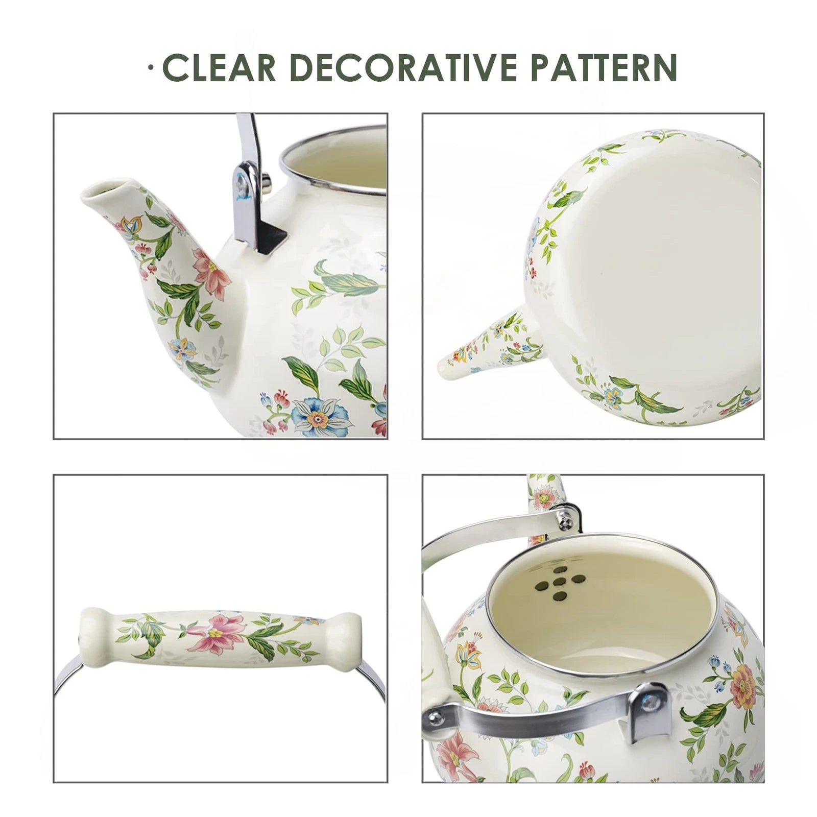 Enamel Teapot floral,Large Porcelain Enameled Teakettle,Colorful Water Tea Ke... | eBay