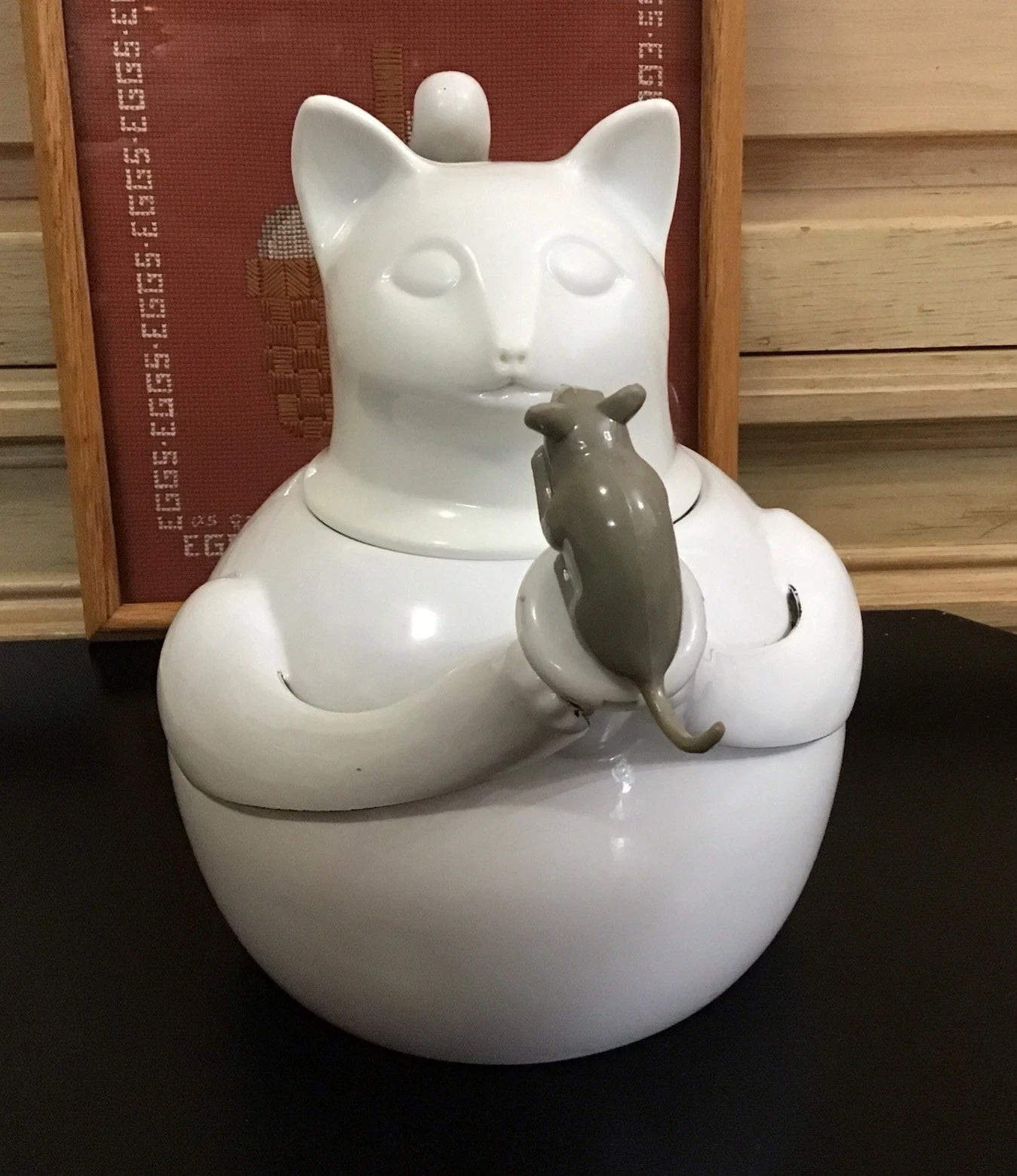 Vintage Retro Copco White Cat And Mouse Whistling Enamel Teapot Kettle EUC | eBay