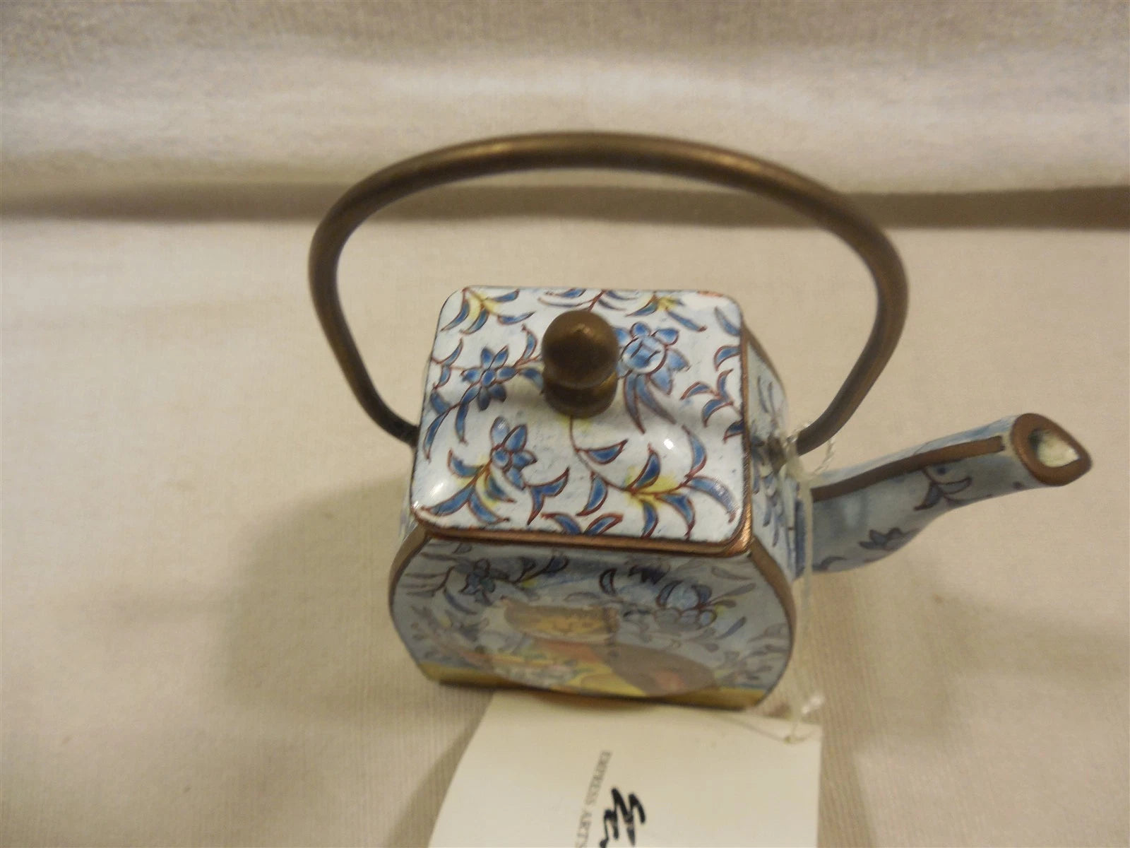 Vintage 2000 Empress Arts Enamel Teapot Cat with Fruit Basket | eBay