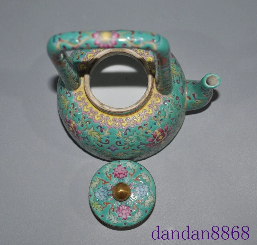 5.6"Old China cloisonne enamel porcelain flowers grain handle Tea makers Tea Pot | eBay