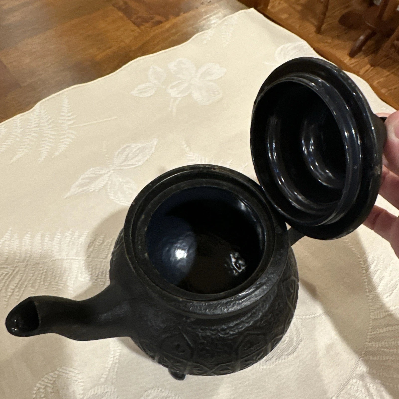 Moroccan Style Cast Iron Tea Pot Footed Enamel Lined with Lid and Handle 8” | eBay