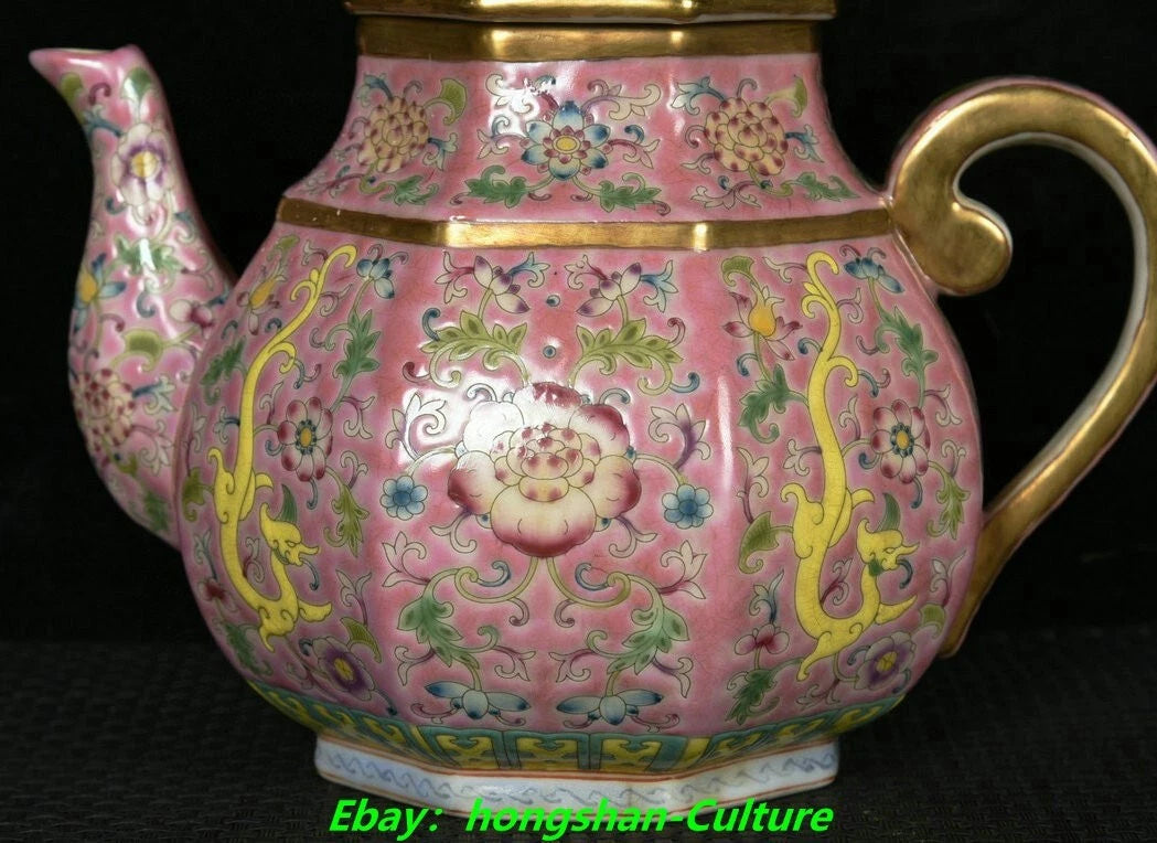 6.8" Yongzheng Enamel Colour Porcelain Gilt Dragon Lotus Wine Tea Pot Flagon | eBay