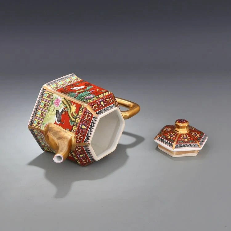 Jingdezhen Porcelain Enamel Painted Gold Hexagonal Handle Teapot Qing Qianlong 1 | eBay