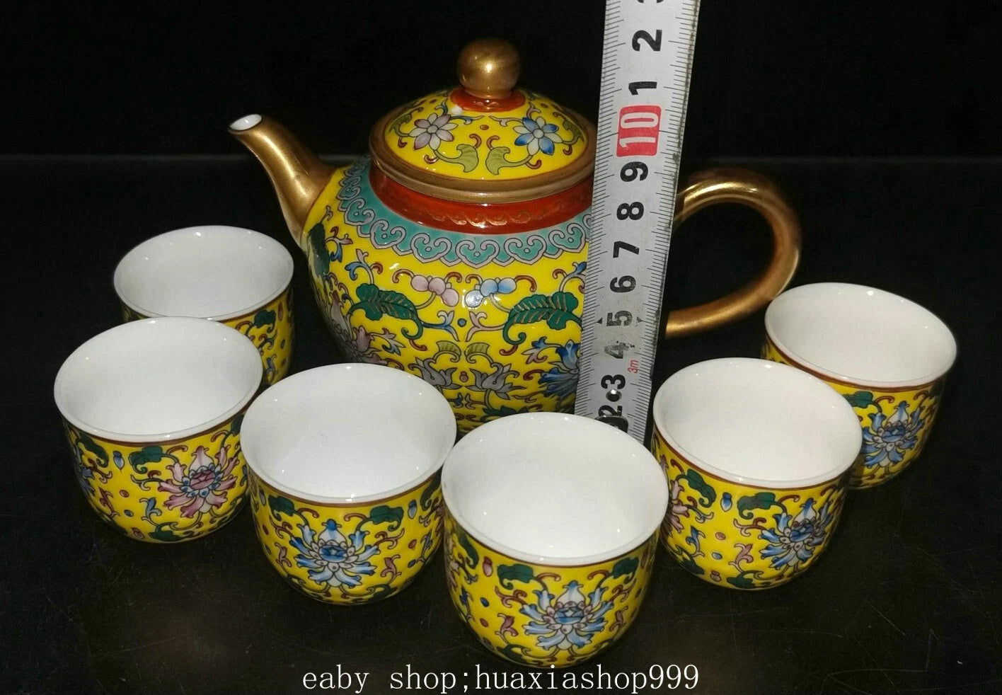9" YongZheng Marked Colour Enamel Porcelain Gilt Flower Pattern Teapot Cup Set | eBay