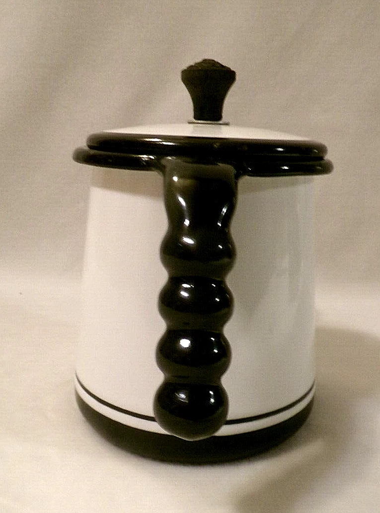 VINTAGE ENAMEL COATED METAL TEAPOT - BLACK and WHITE - 1 Quart/32 oz. | eBay