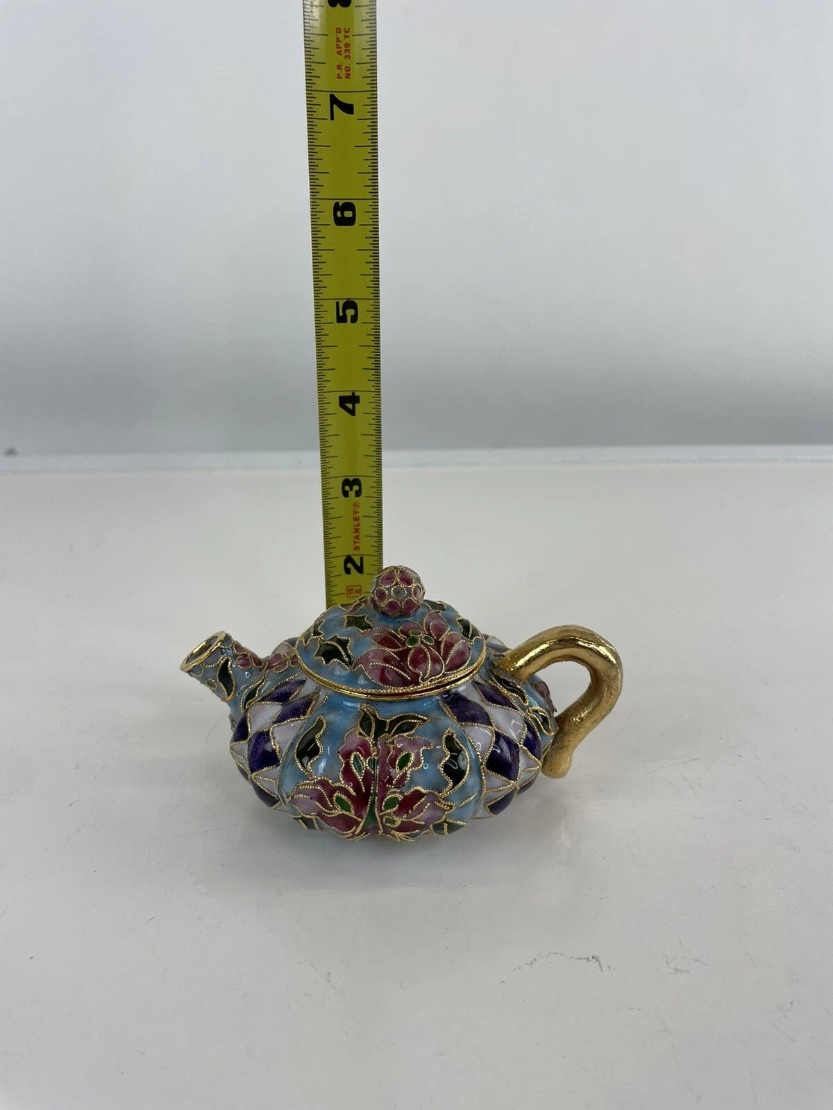 Mini Cloisonné Enameled Floral Glaze Purple Teapot 5"L - 3.5" H | eBay