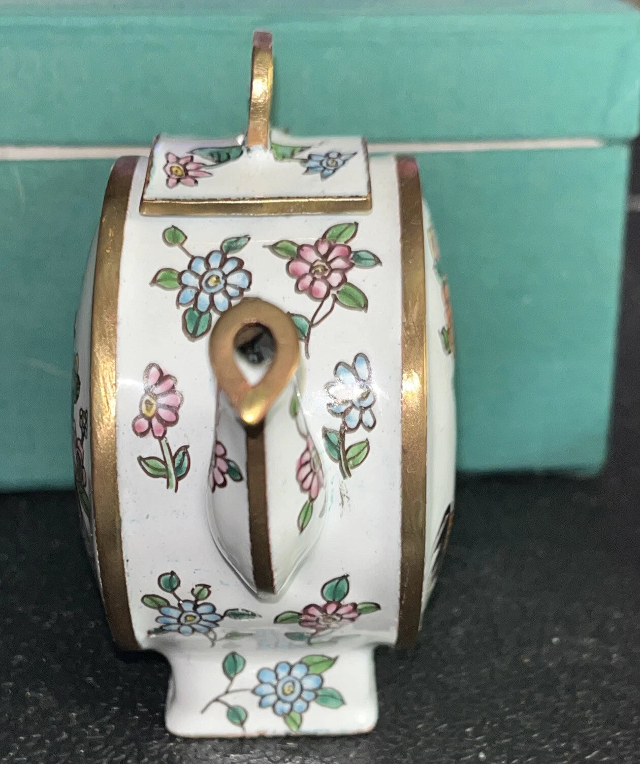 Porcelain Enamel Over Copper Mini Tea Pot With Roosters By Chinemel Fast Ship | eBay