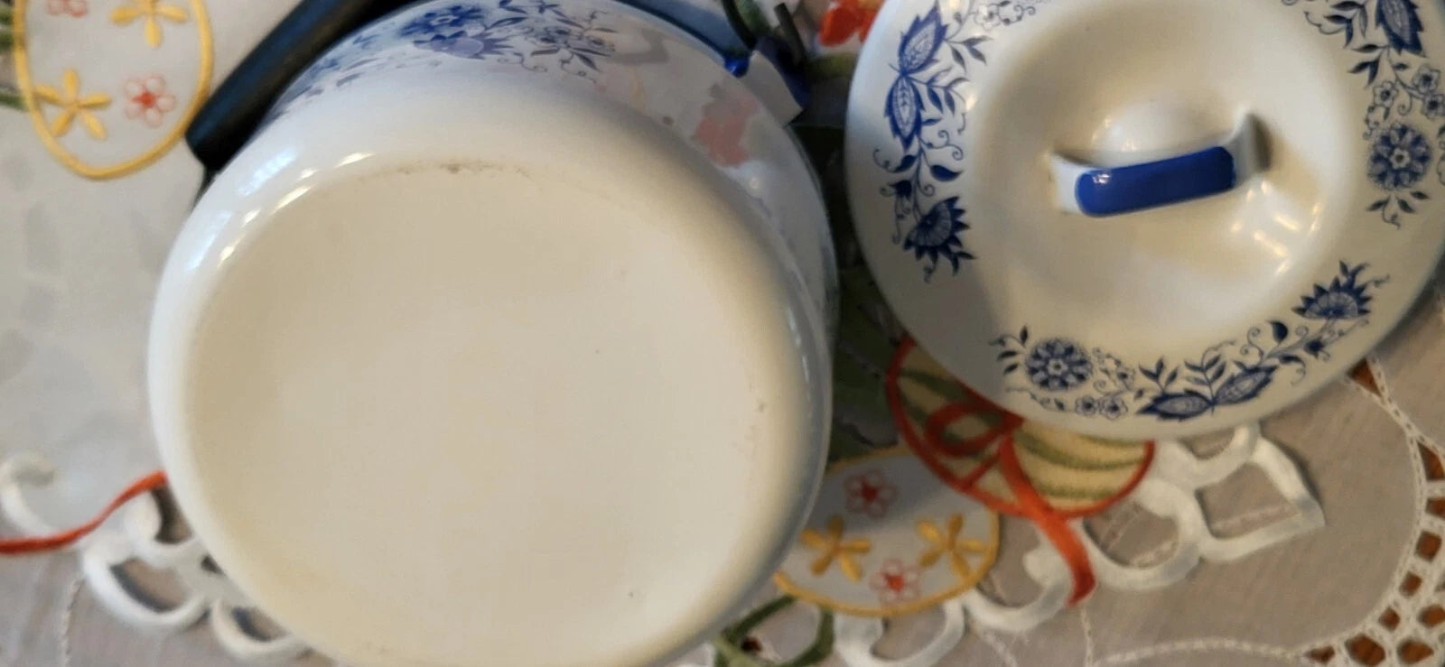 Vintage Farmhouse Floral Blue And White Enamel Coffee Tea Pot | eBay