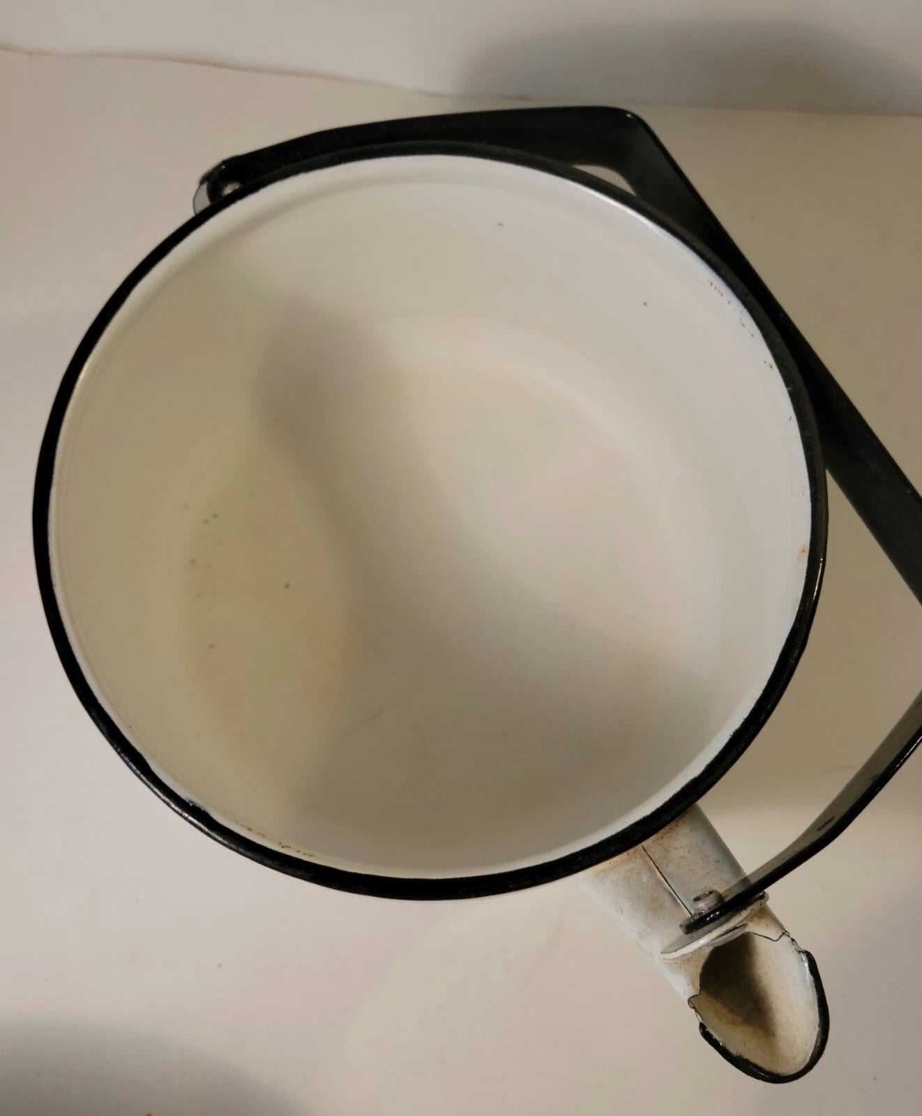 Enamal Tea Pot White with Black Metal Handle | eBay