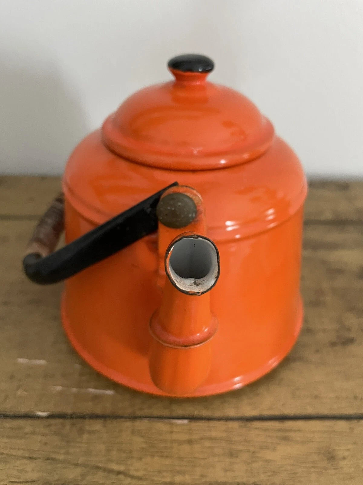 Vintage Enamel Orange Tea Kettle Tea Pot | eBay