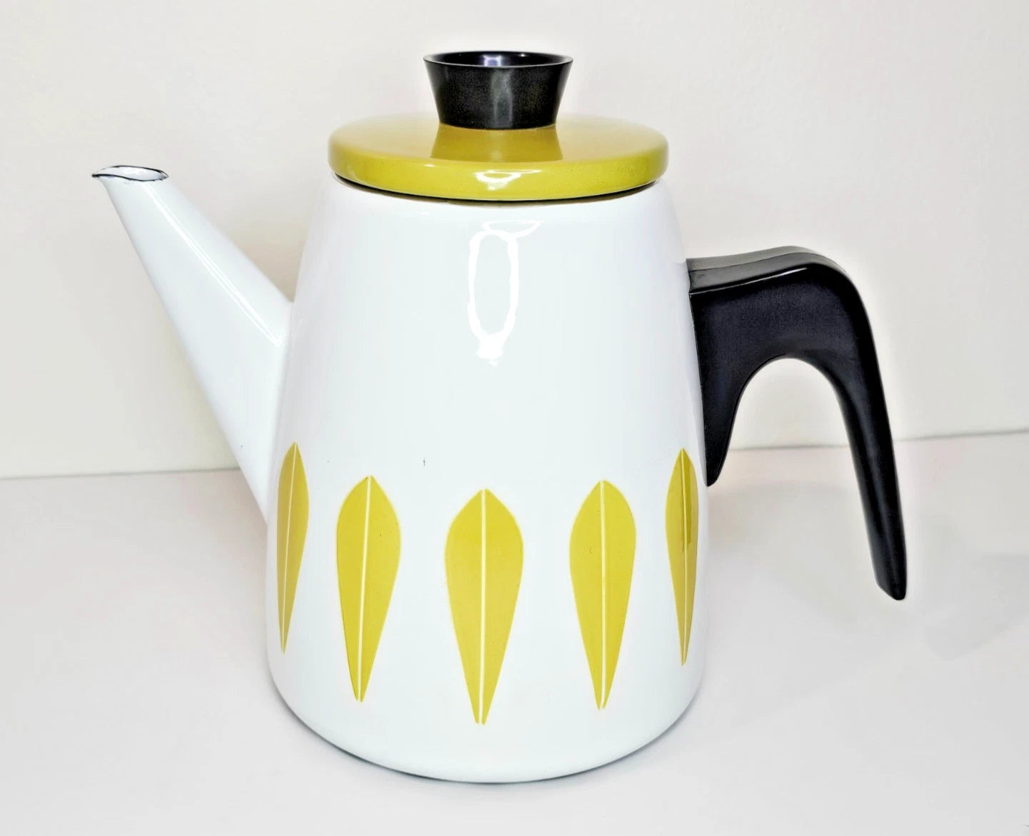 Cathrineholm Lotus Coffeepot White Olive Green Kettle Vintage MCM Teapot Enamel | eBay