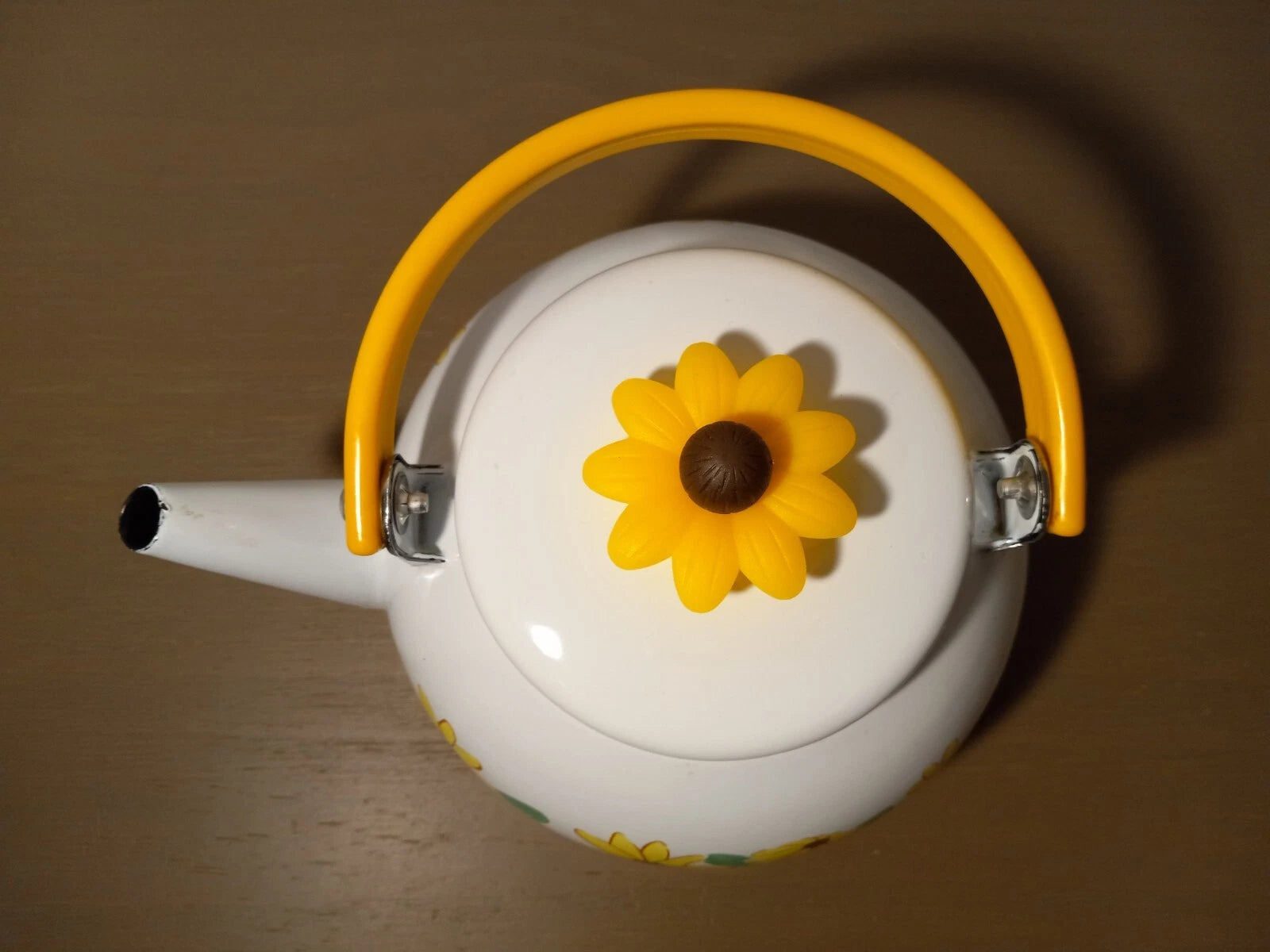 Vintage Enamel Tea Kettle With Yellow Flower Design Floral Tea Pot | eBay