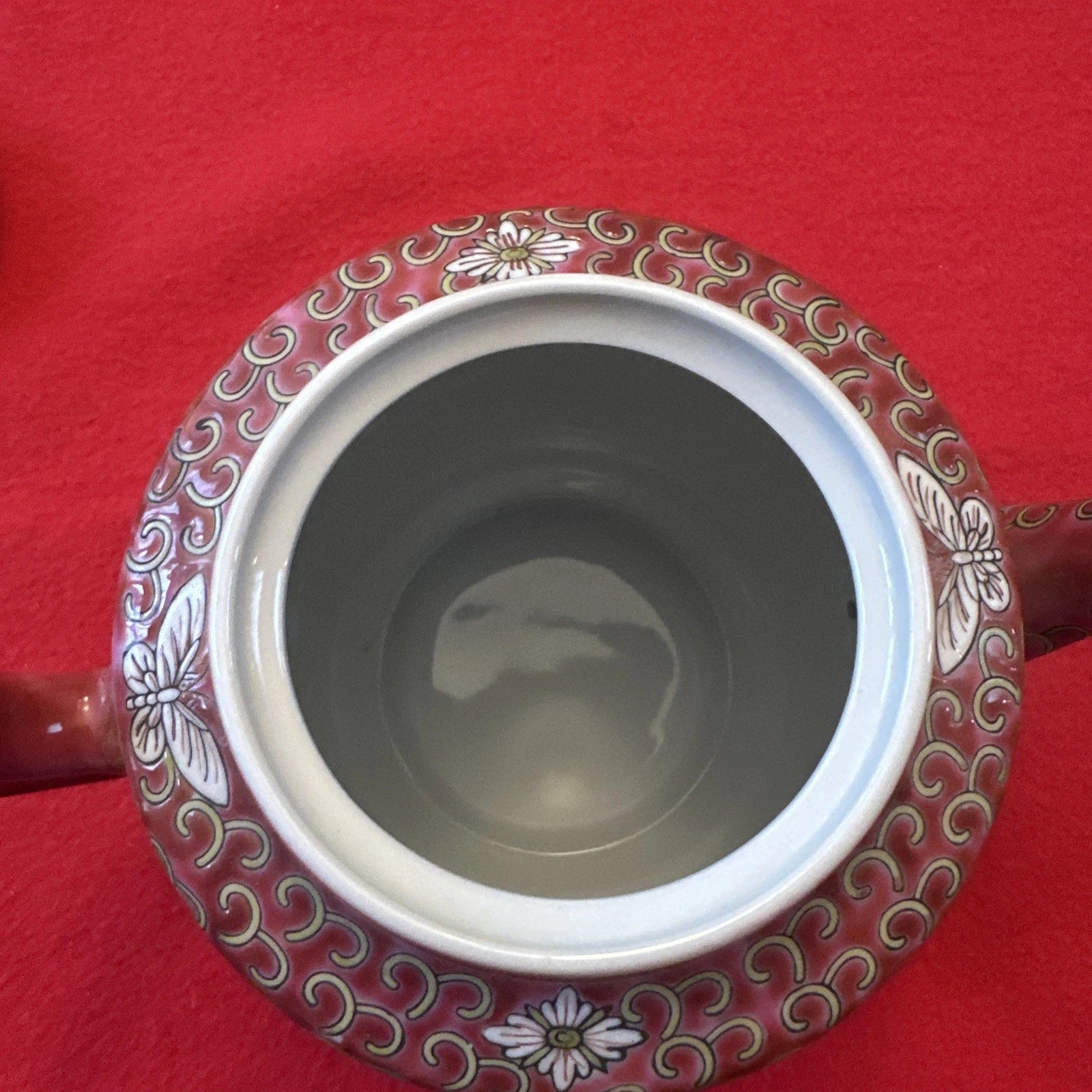 RARE Vintage Famille Rose Red Jingdezhen Mun Shou Enamelled Porcelain Teapot | eBay