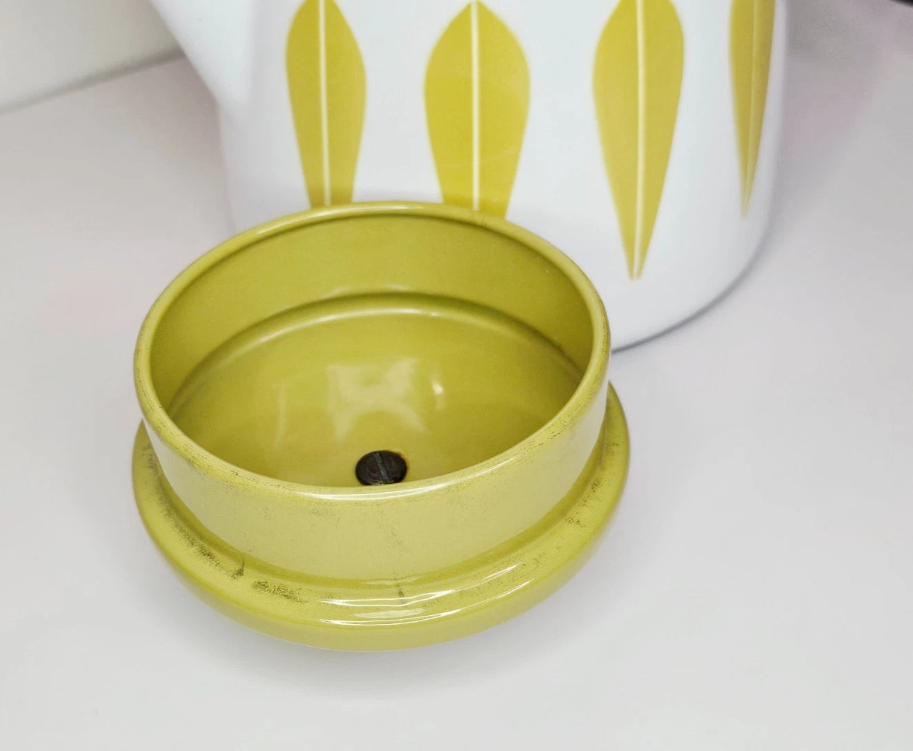 Cathrineholm Lotus Coffeepot White Olive Green Kettle Vintage MCM Teapot Enamel | eBay