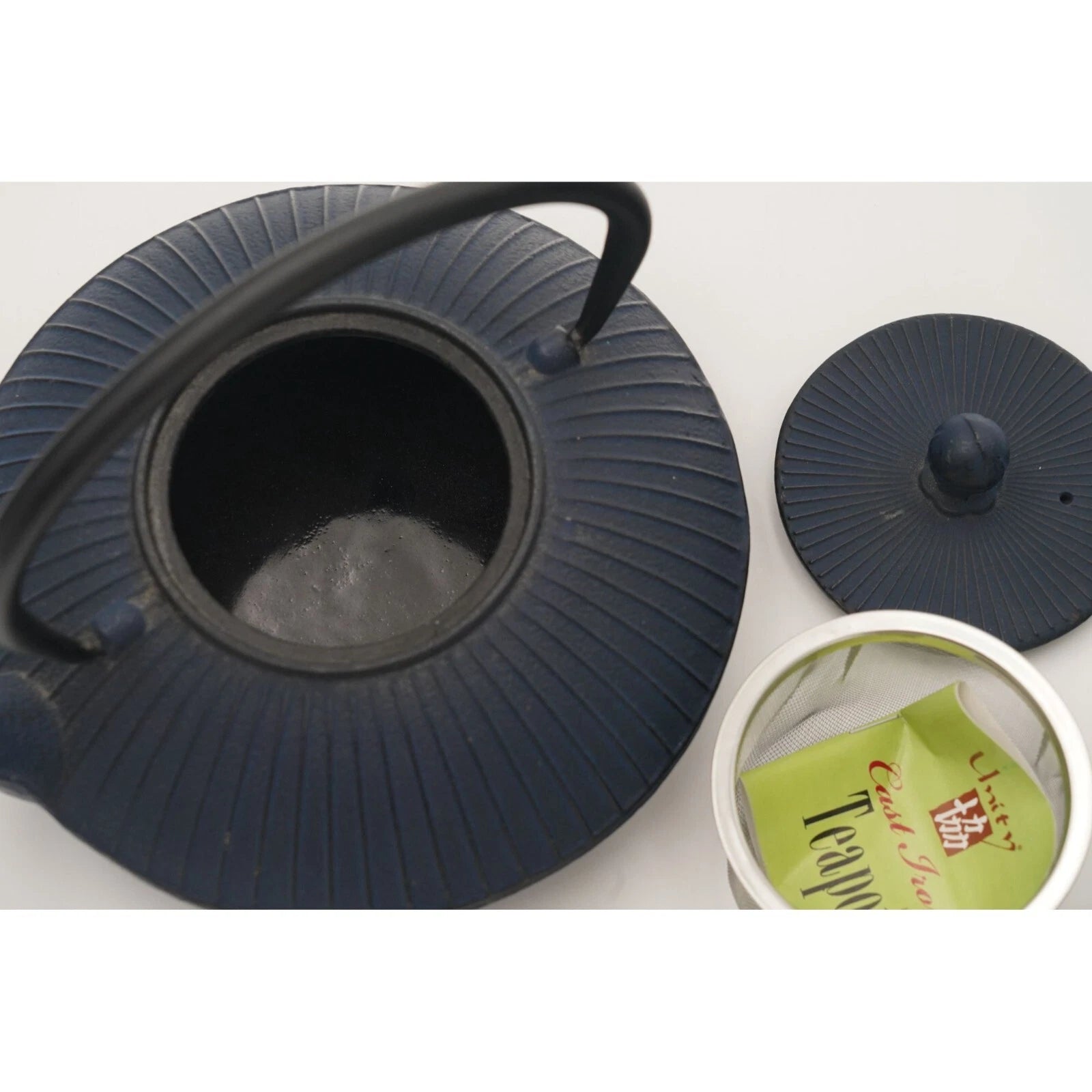 Dark Blue Cast Iron Teapot Porcelain Enamel Coating Inner Surface & Tea Strainer | eBay