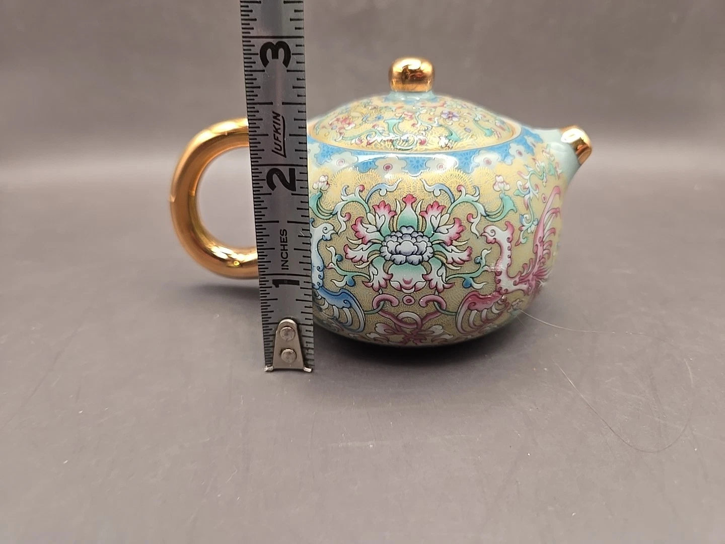 Gold Painting Enamel Ceramic Teapot Teal Floral Single Serving | eBay