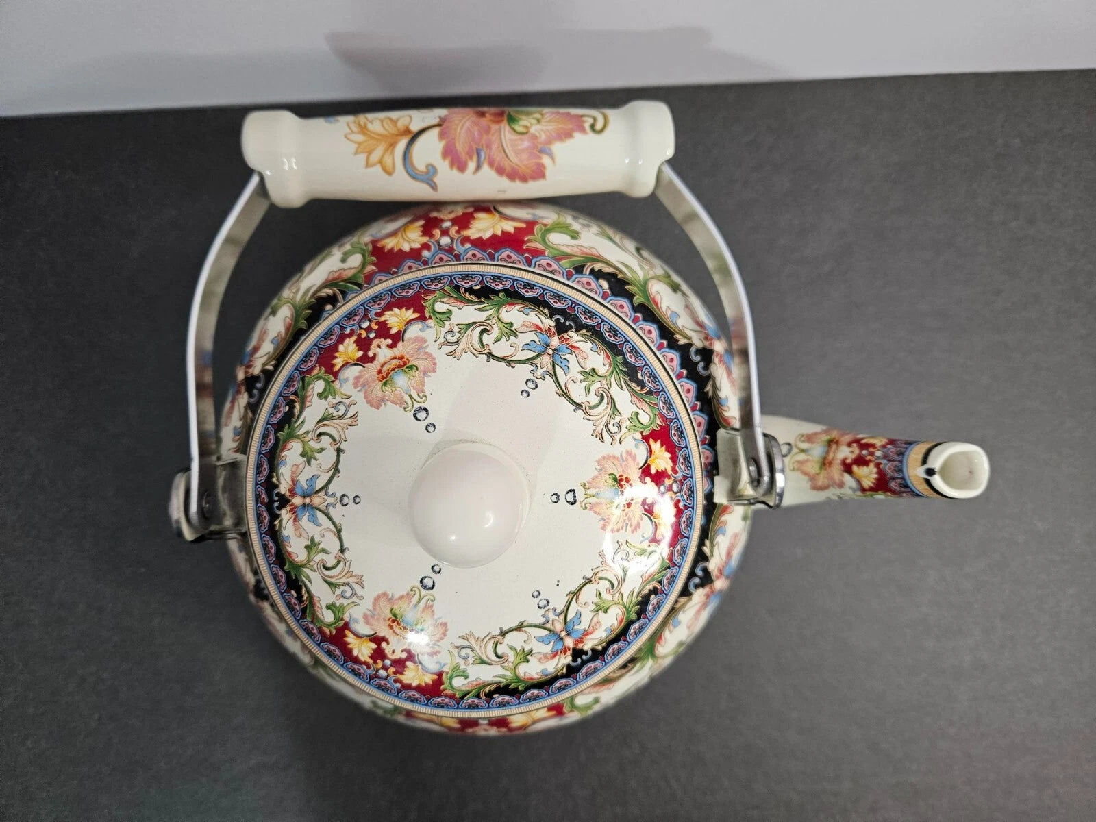 Gorgeous Enamel Teapot with Ceramic Handle - Very Nice | eBay