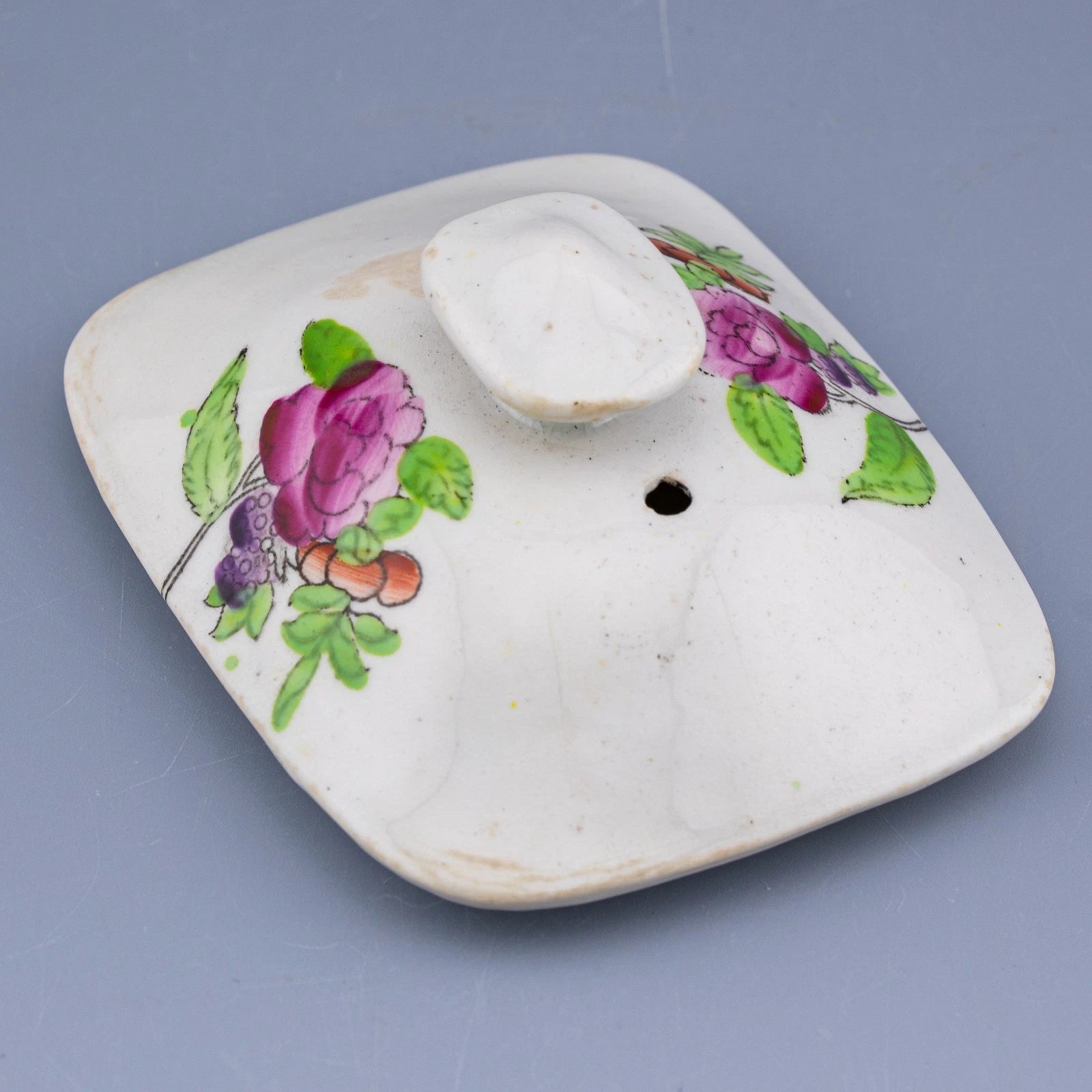 Antique English Porcelain Teapot Cover Floral Enamel Painted 19th Century | eBay