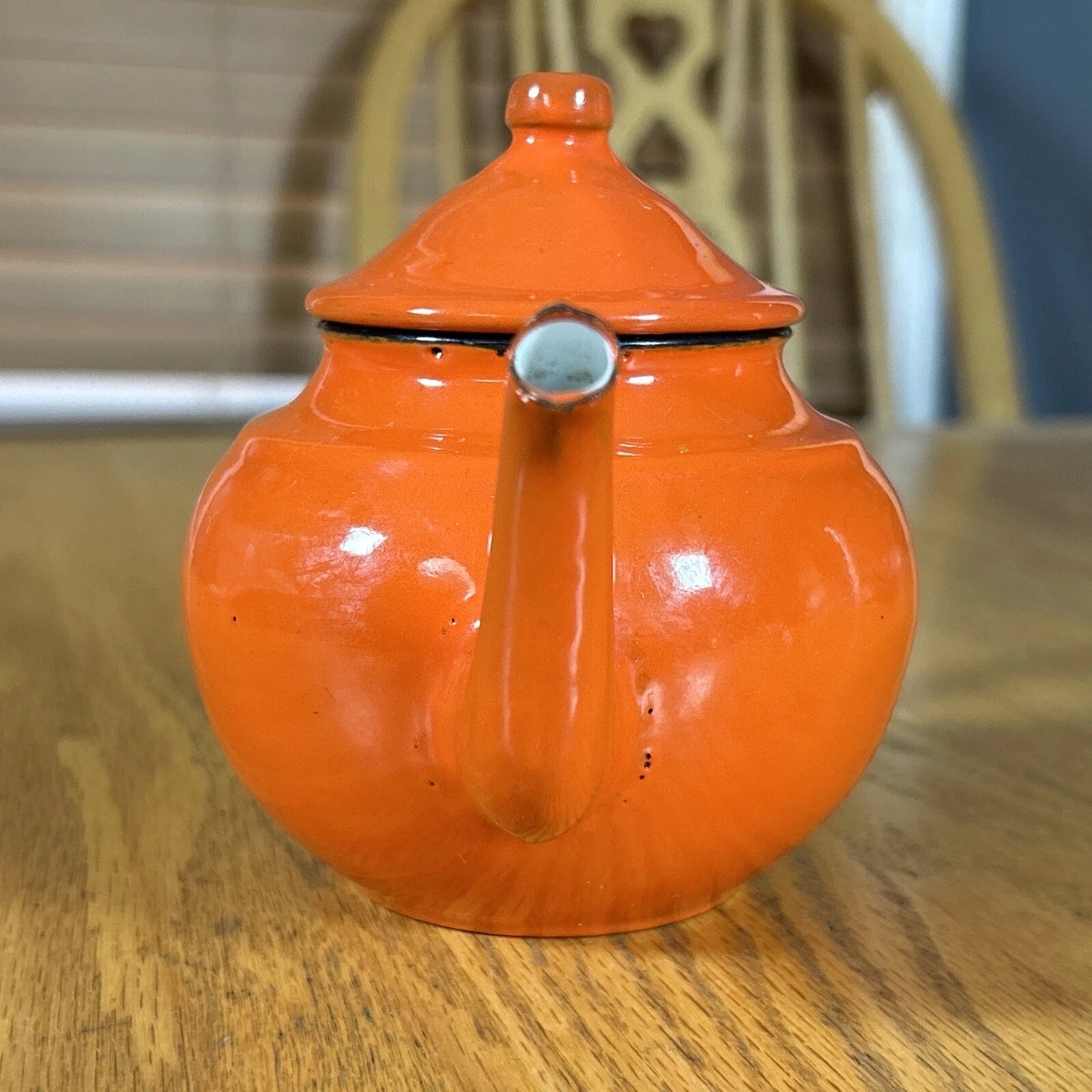 Vintage Teapot Porcelain Enamel Goose Neck Orange Small With Lid Japanese | eBay