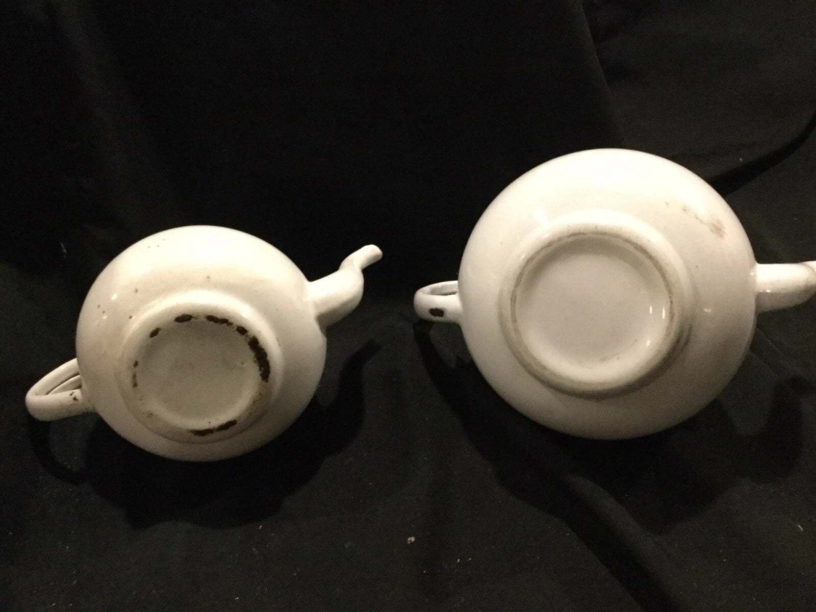 Antique Pair of porcelain Enamel White Tea pots j1 | eBay