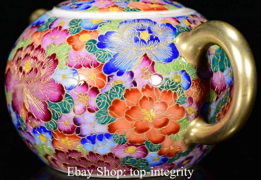 5.5" Marked Chinese Colour enamels Porcelain Flower Handle Teapot Kettle | eBay