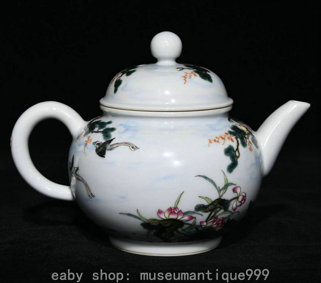 5.6" Old China Yongzheng Marked Colour Enamel Porcelain Phoenix Pine Teapot Pot | eBay