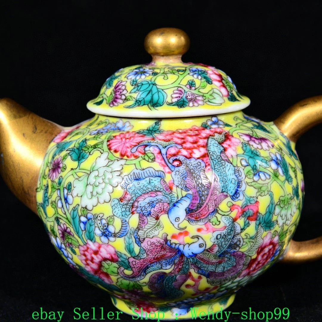 4" YongZheng Marked Colour Enamel Porcelain Gilt Flower Pattern Butterfly Teapot | eBay
