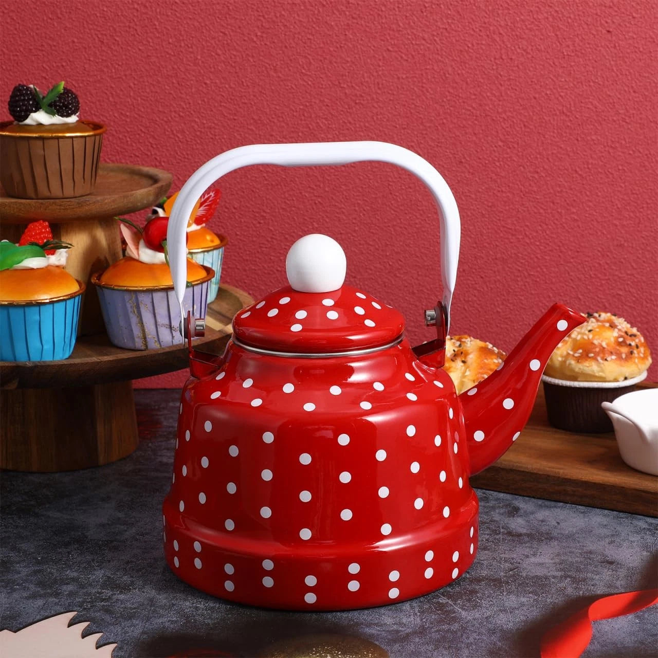 1.8 Quart Vintage Tea Kettle,Enamel Tea Kettle with Handle Cute Stovetop,Enam... | eBay