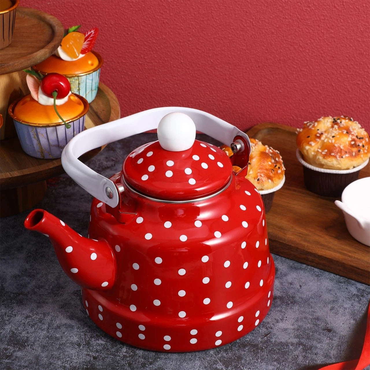 1.8 Quart Vintage Tea Kettle,Enamel Tea Kettle with Handle Cute Stovetop,Enam... | eBay