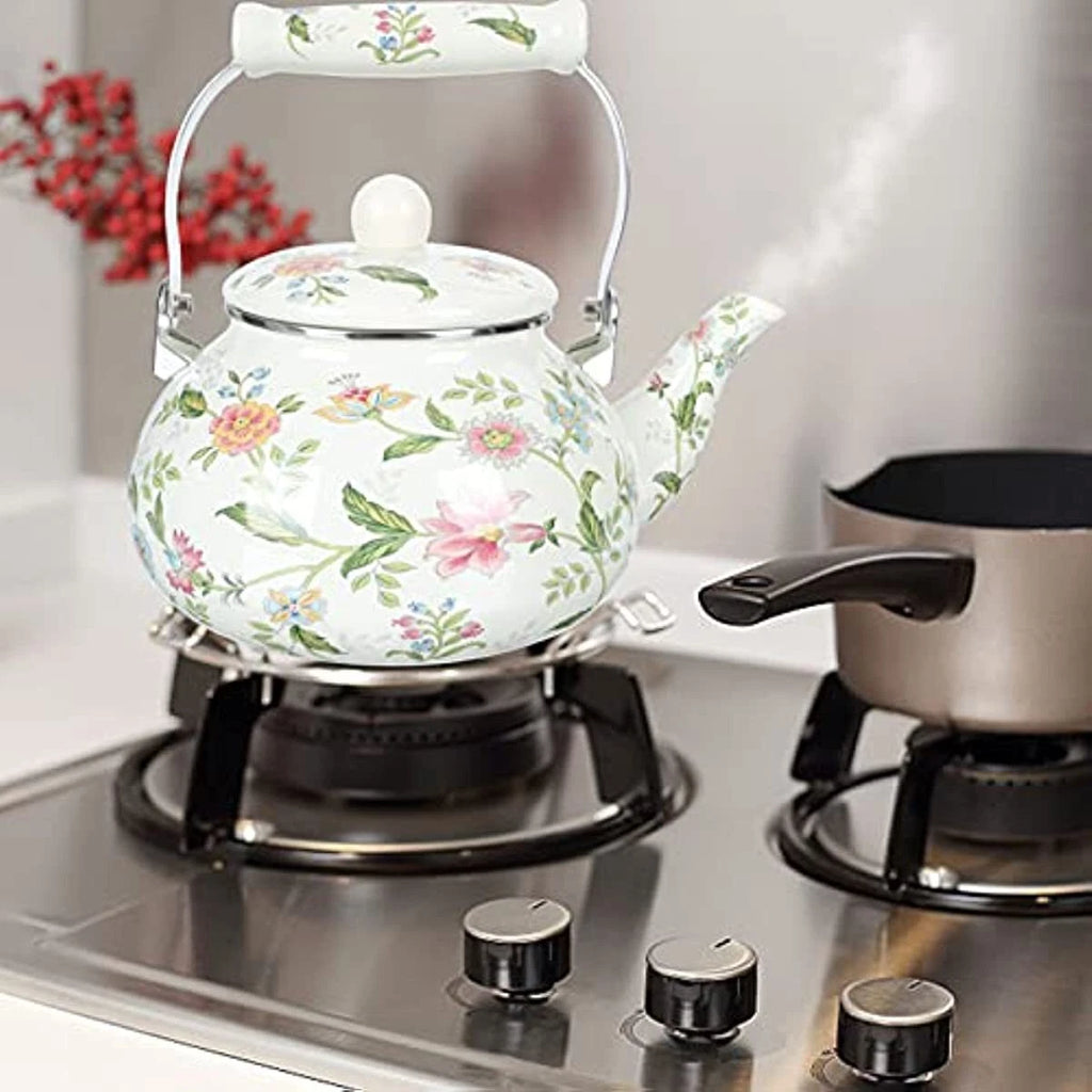 Porcelain Enamel Teakettle Floral Teapot Tea Pot Kettle Stovetop Turk Style | eBay