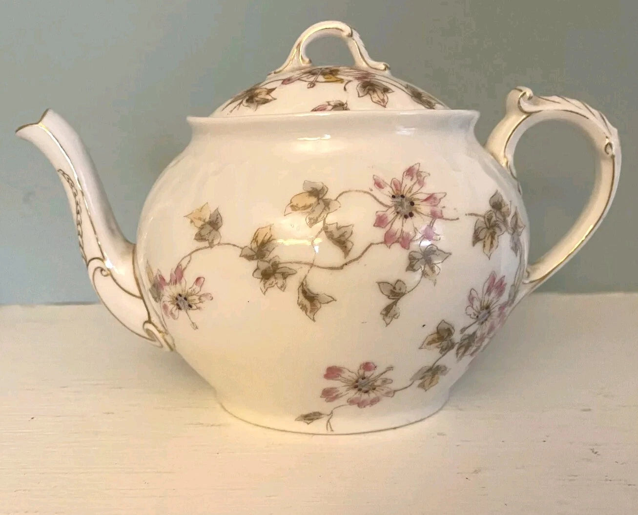 Antique CH Field Haviland Limoges Teapot French Porcelain Hand Enameled GDM Gold | eBay