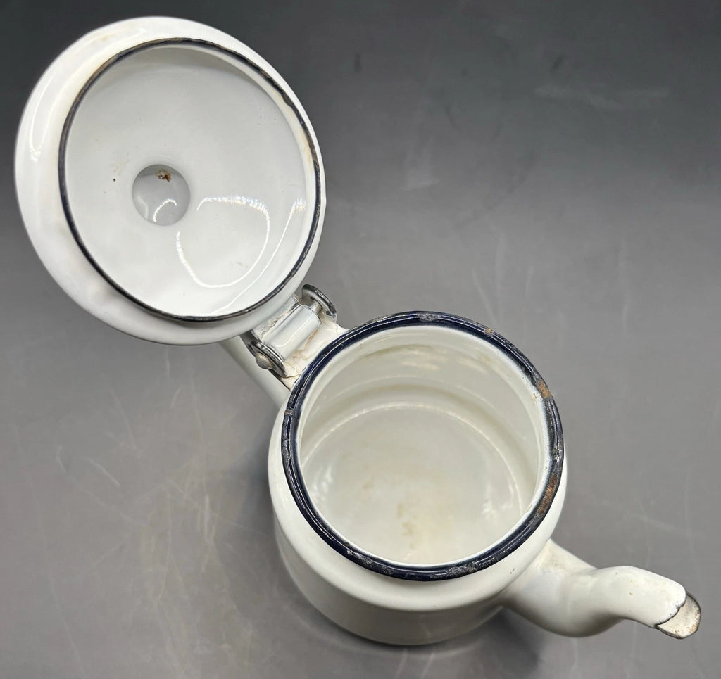 Vintage Miniature White Enamel Teapot Small Tea Kettle w/ Hinged Lid | eBay